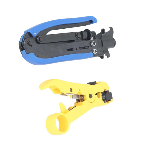 All In One Coax Cable Tool Kit With Adjustable F Head And Anti Slip Grip For RG6 RG59 RG11 And 75 Ohm F Connectors Includes 20 RG6 F Compression Connectors And Precision Wire Stripper For Indoor Use displayed