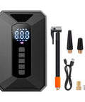 Hassle Free Cordless Tire Inflator With Sharp Digital Readout And Fast USB Charging For Quick Auto EV Bicycle Inflation and accessories.