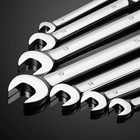 Ratchet Spanner Set 12 Piece Double End Ring Wrenches Hand Tool Kit For Auto Repair Rust Resistant Finish Easy Grip Design