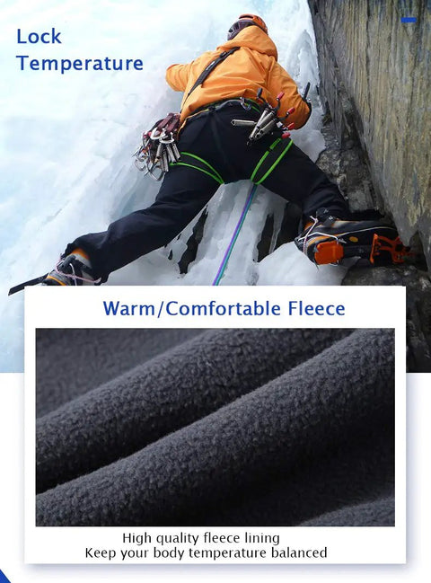 Men climbing in Men's Waterproof Softshell Snow Pants For Skiing And Snowboarding With Fleece Lined Interior, Windproof Quick Dry Fabric