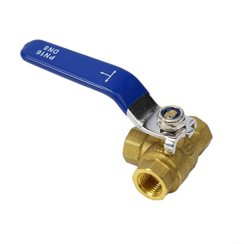 Heavy Duty 3 Way Brass Ball Valve With LT Bore Internal Thread 16 Bar Pressure Rating for water, oil and gas plumbing installs.