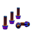 Five Pack Titanium M6x1 Thread 25mm Hex Socket Head Bolts For Bike Stem Burnt Blue Titanium Finish