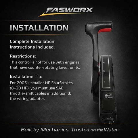 Throttle Control Box 881170A15 Side Mount Gen I For Outboards With 8 Pin 15 Ft Harness Power Trim Tilt Replaces 8M0178521 And 881170A1 By FASWORX On Sale Now
