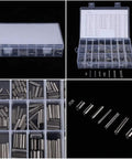 Heavy Duty Hollow Spring Pins Set 280 Pcs Stainless Steel Clamping Sleeves Assortment M1.5 Through M8 With Durable Storage Box