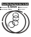 Super Durable 5.5mm Spring Steel Round Wire Retaining Rings For Shaft OD 140mm displayed with multiple snap rings for axial constraints.
