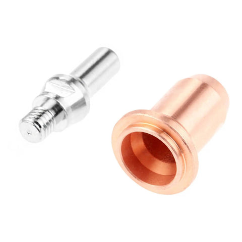 20 Pcs Plasma Cutter Electrode Tips 1.0mm 52582 and Nozzles 51313 Replacement Kit for IPT 60 PT 60 IPT 40 PT40 Plasma Cutting Torch Beefy Durable High Performance Parts, electrode and nozzle close-up