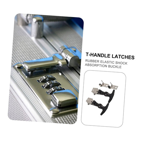 Heavy Duty Draw Latches Kit With Brackets, close-up of stainless steel toolbox latches and combination lock on silver case