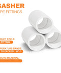 Three One Half Inch PVC Coupling For Home Or Industrial Use Built For DIY Projects, frost and corrosion resistant connectors.