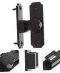 Four Pack Heavy Duty Sliding Door Lock With A Rock Solid 90 Degree Lever And Built Tough Construction, black barn latch detail.