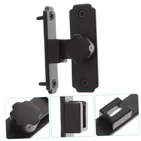 Four Pack Heavy Duty Sliding Door Lock With A Rock Solid 90 Degree Lever And Built Tough Construction, black barn latch detail.