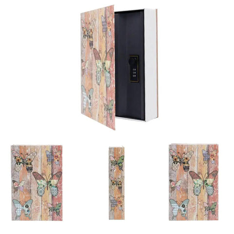 Discreet Book Safe Hidden Storage Box With Combination Lock That Looks Like A Real Book Dictionary Safe Featuring Butterfly Cover