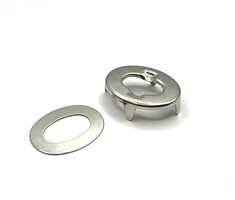 Turn Button Eyelet And Stud Fastener Kit 6mm, Common Sense Fasteners with nickel-plated brass oval and washer