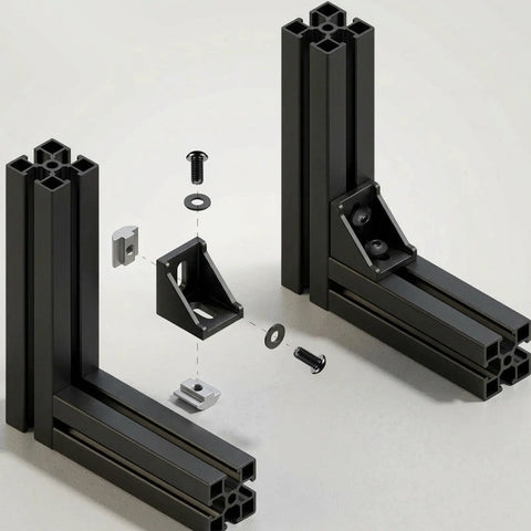 24 Set Black 4040 Aluminum Extrusion Profile Connector Kit With Heavy Duty Corner Brackets 48 M8 T Slot Nuts 48 Hex Screws And Washers