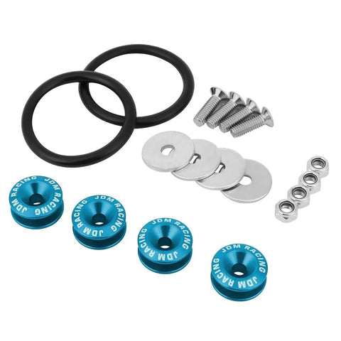 Light Blue Quick Release Bumper Fastener Kit With 24mm Diameter And 11mm Height, Set Of 4 Fasteners For Front And Rear Bumpers, Includes Complete Hardware, Easy Install, Drilling Required