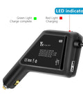 Close-up of black 3 In 1 Battery Charger Hub For DJI FPV Drone And Remote Controller Fast 12V DC with LED indicators.