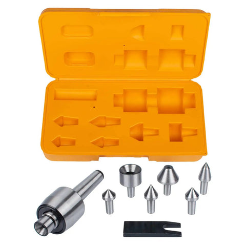 2MT Heavy Duty Live Center Set With 7 Interchangeable Tips For Lathe Tailstock, Includes Morse Taper Live Center, Wrench, And Plastic Case