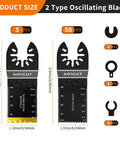 55 Piece Oscillating Tool Blade Kit With Quick Release Universal Blades For Wood Plastic Metal showing 5 and 50 blade count