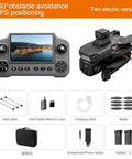 Foldable RC Drone With 1080P Triple HD Camera, 5G FPV Live Video, remote, accessories, GPS auto return, dual battery pack