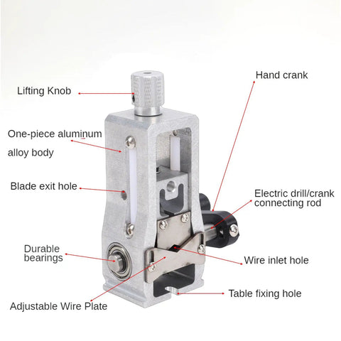 Rock Solid Manual Electric Drill Driven Wire Stripper Machine features hand crank, adjustable wire plate, and aluminum alloy body.