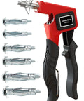 Molly Bolts For Drywall And Plaster Walls Range From 0.12 To 1.28 Inches, heavy duty wall anchors with red setting tool, front view
