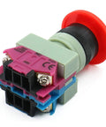 Emergency Stop Push Button Switch Heavy Duty 600V 10A Red Mushroom Head 22mm Plastic Cap 1NO 1NC Panel Mount For Industrial Control Panels Quick Acting Safety Stop
