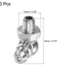Stainless Steel 90 Degree Grease Fitting Elbow M6 X 1mm Thread For Hydraulic Systems, 10 Pcs with Dimensions
