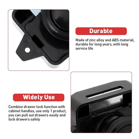 Black Push Button Latch Lock for RV Camper Car Drawers and Cabinets Keyless Entry No Key Needed durable design
