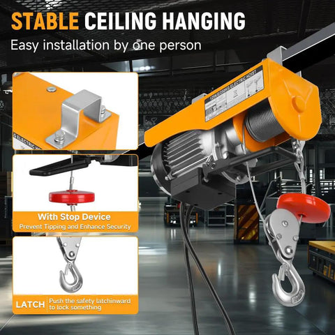 Heavy Duty Electric Hoist Providing 550 Pound Lifting Capacity And Powerful 560 Watt Motor Smoothly Moves Engines And Tools Without Breaking A Sweat For Garage Or Shop Renovations