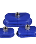 Premium Industrial 60 By 30 NBR Oval Pneumatic Suction Cup For Manipulator Systems in blue, showcasing three sizes for versatile use.