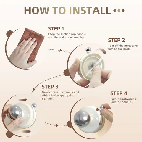 How to install Sticky Suction Cup Door And Cabinet Pulls for Patio Doors and Bathrooms in 4 steps.