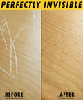 Before and after using Two Pack Wood Scratch Repair Kit For Furniture, Floors, Tables And Cabinets, Instant Drying Wood Touch Up Set.