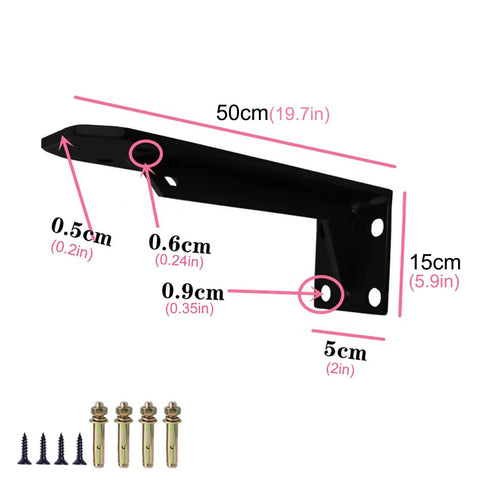 Built Tough Heavy Duty Floating Shelf Brackets Two Pack White L Shape Wall Mounts For Kitchen Living Room Garage With All Screws Included Solid Carbon Steel, 50cm length.