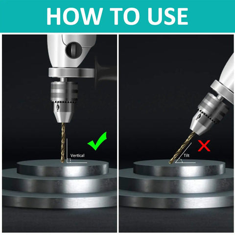 Instructions for proper use of Five Thirty Second Inch Cobalt Drill Bit Set Of Ten M35 High Speed Steel Jobber Twist Bits for hard metals.