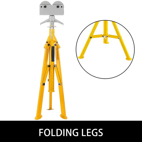 Heavy Duty Adjustable Pipe Stand With Roller Head Support, Foldable Steel Trailer Jack For 2500 Lb Load Capacity, Built Tough Workhorse Ready For Any Auto Shop Project Without Breaking A Sweat On Setup