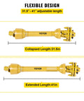Badass Heavy Duty Series Four PTO Shaft 1-3/8 Inch Six Spline Both Ends flexible design showing 31.5" to 41" length adjustment.