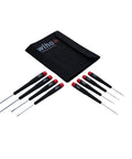 Precision Slotted Screwdriver Set in Canvas Pouch, 8 Piece with Exact Fit Tips, displayed with pouch and tools arranged