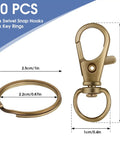 Heavy Duty Swivel Lobster Claw Keychain Clasps And 50 Piece One Inch Zinc Alloy Snap Hooks For Crafts Jewelry Making Dang Sturdy Bag Charms In Top Tier Bronze Finish with 25 snap hooks and key rings shown.