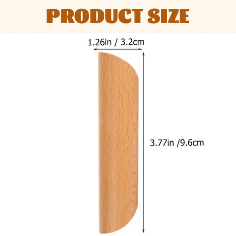 Semicircle Solid Wood Cabinet Handles Set Of 6 64mm Beech Drawer Pulls, single handle vertical view with dimensions