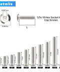 Heavy Duty 5/16-18 UNC Binding Screws For Furniture, Socket Head Cap Screws, 1-1/2 Inch Long, Full Thread, 304 Stainless Steel display