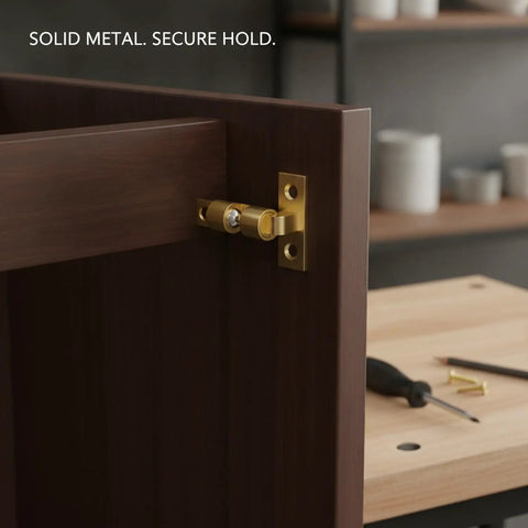 Cabinet Door Catch Magnetic Latch With Solid Copper Build And Gold Tone Finish for wardrobe cupboards in wooden dark cabinet