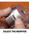 Close-up of metal wheel insert from 10 Pc Master Bearing Race And Seal Driver Kit With 9 Precision Wheel Inserts From 1.565 To 3.180 Inches