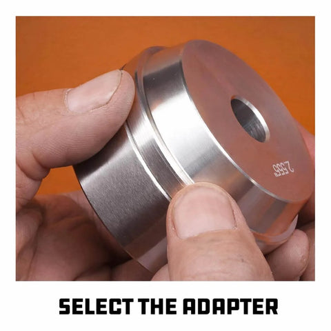 Close-up of metal wheel insert from 10 Pc Master Bearing Race And Seal Driver Kit With 9 Precision Wheel Inserts From 1.565 To 3.180 Inches