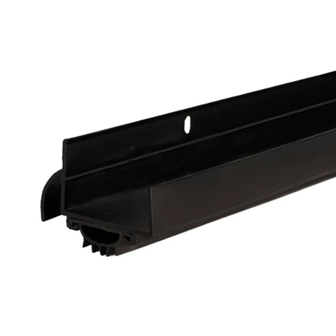Bronze Aluminum U Shape Under Door Seal 36 Inch Screw On Weatherstripping for Drafts and Insects, close-up side view