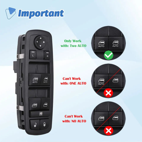 Power Window Switch With Door Lock For Dodge Ram 1500 2500 3500 Quad Cab Crew Cab Pickup 2009 2012 Replacement 4602863AC focus
