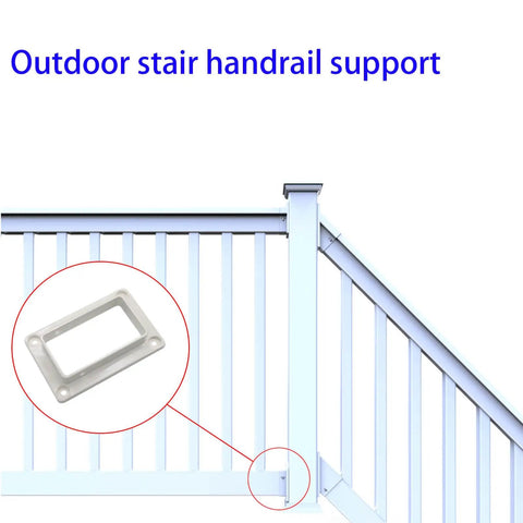 Top Shelf 2 Pack Slotted Handrail Bracket Kit For White Vinyl Fencing 2 By 3 5 Inch Post Mount With Included Screws No Sweat Deck Railing Upgrade And Wall Mount Fix, showing outdoor stair handrail support.