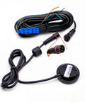 Non Contact Vehicle Fuel Level Sensor For Fuel Management And Oil Level Detection Waterproof Metal Shell With Built In Magnet 0 To 5V Output Diesel And Gas Tank Gauge Durable Outdoor Use Easy Install For Cars And Trucks with cables and connectors.