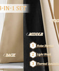 Seriously Insane 3 Layer Soundproof Curtains 84 Inch Blackout Drapes featuring black middle layer and beige front and back.