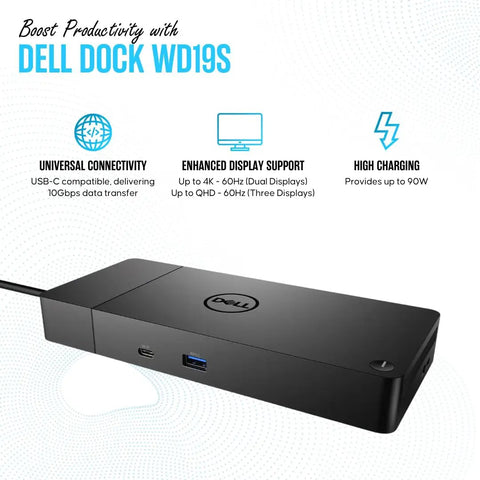 WD19S USB C Docking Station For Dual Monitors, 130W Power Delivery, HDMI Cable Included, Renewed Bundle For Home Office Setup
