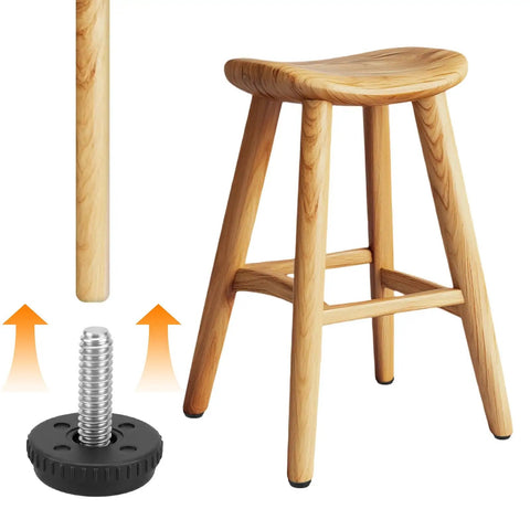 Straighten Out Any Wobbly Setup With This Heavy Duty 150 Piece Adjustable Furniture Leveler Set featuring a stool leg and leveler.
