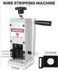 Heavy Duty Wire Stripping Machine for Scrap Copper Wiring, 1.5 to 25 mm Cable Range, front view with dimensions